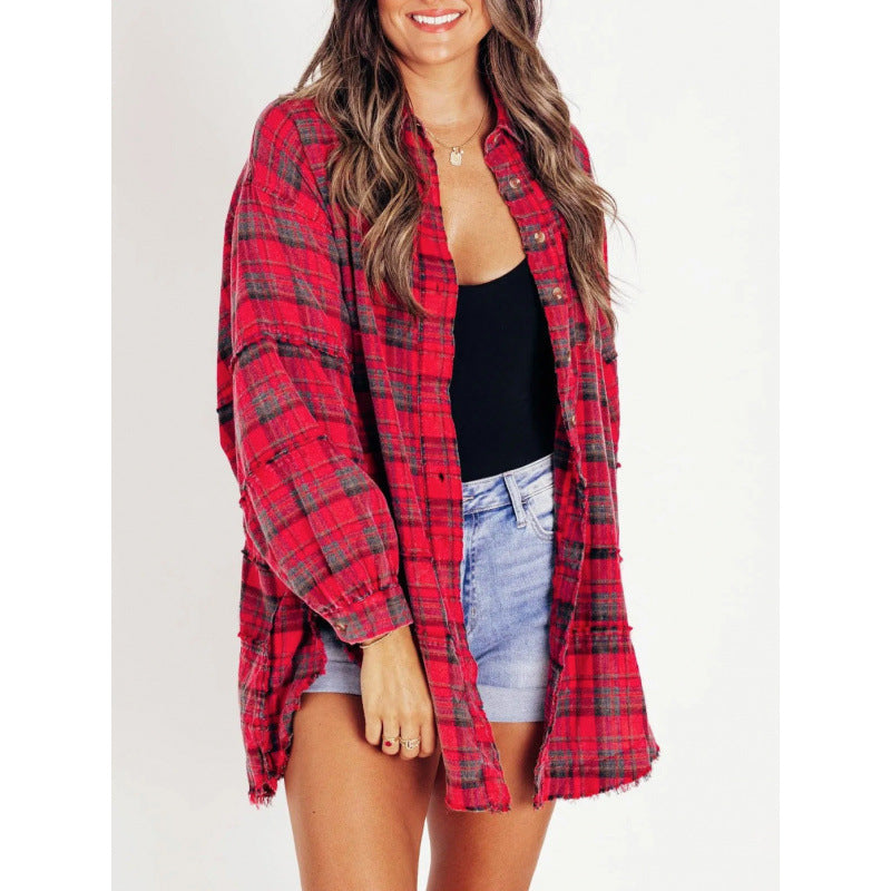 Relaxed-Fit Versatile Button-Down Plaid Shirt