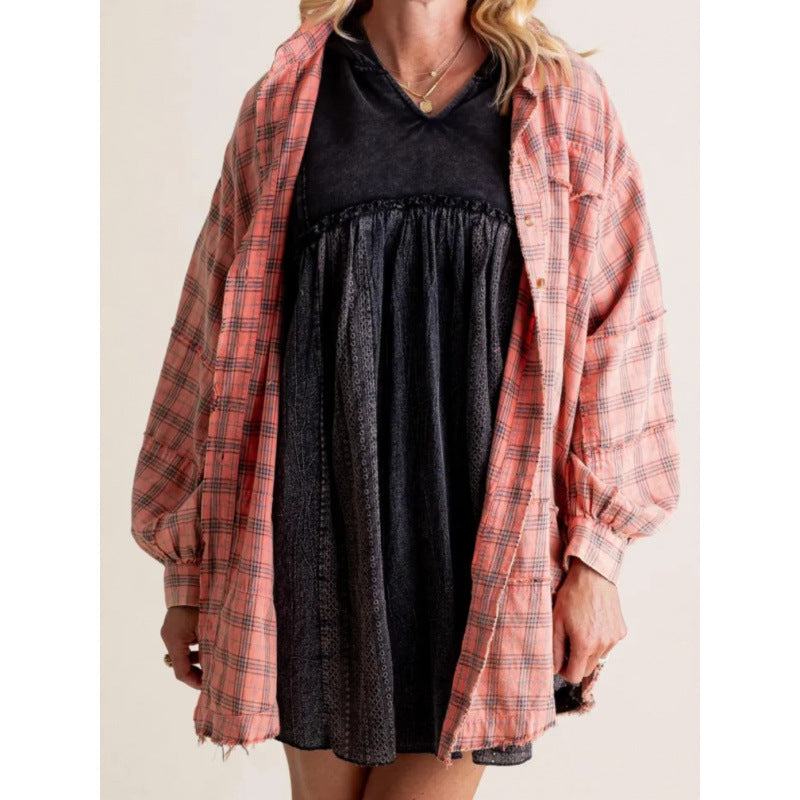 Relaxed-Fit Versatile Button-Down Plaid Shirt