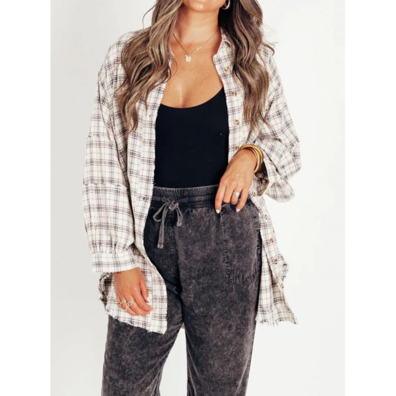 Relaxed-Fit Versatile Button-Down Plaid Shirt