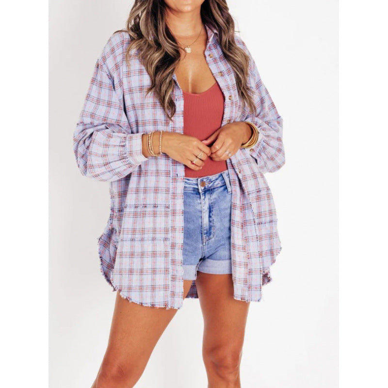 Relaxed-Fit Versatile Button-Down Plaid Shirt