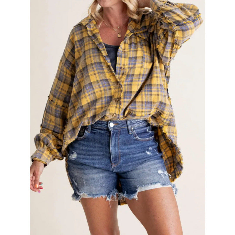 Relaxed-Fit Versatile Button-Down Plaid Shirt