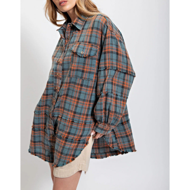 Relaxed-Fit Versatile Button-Down Plaid Shirt