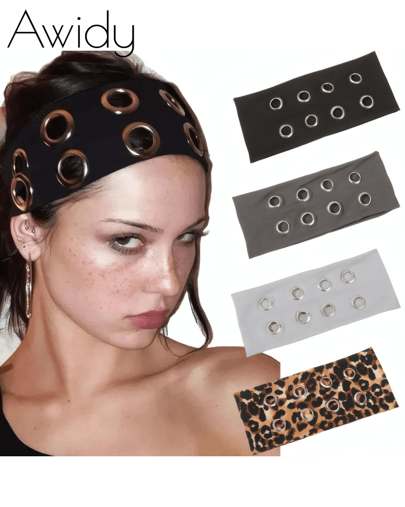 Hollow Out Metal Eyelets Elastic Headband