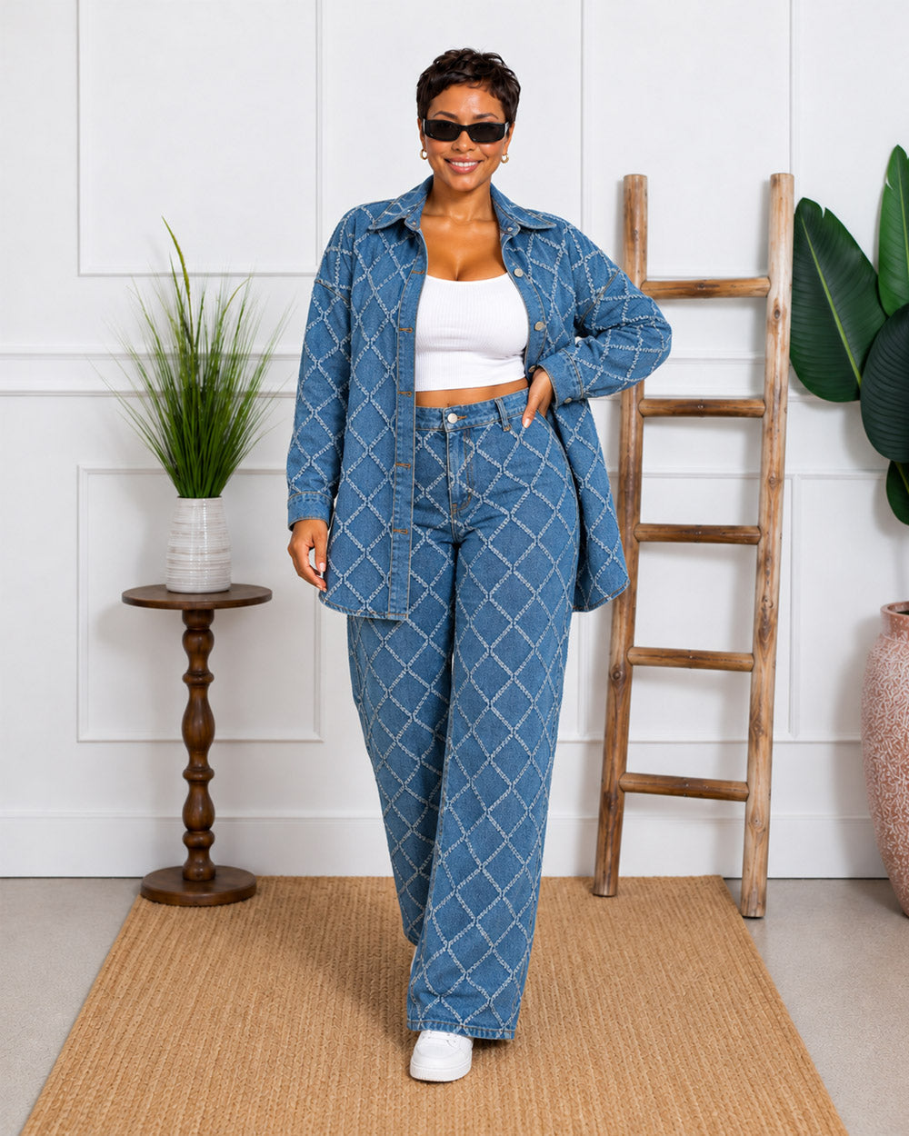 Absolute Need Washed Denim Pant Set