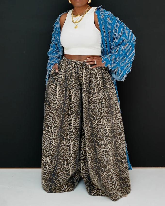 Addie Baby Pants Denim Leopard