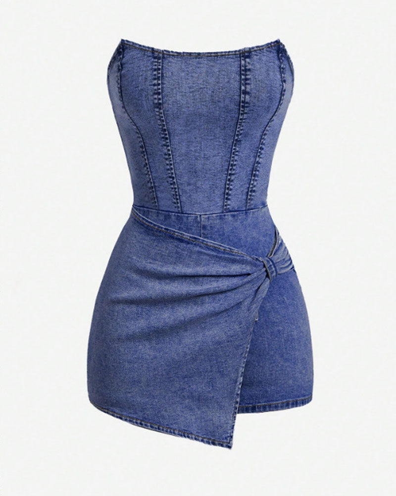 After Sun Strapless Denim Romper