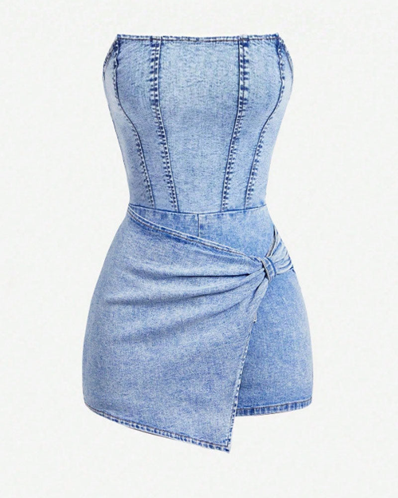 After Sun Strapless Denim Romper