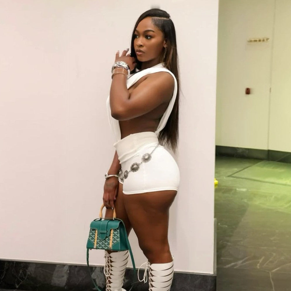 Edge Cut Bodysuit Shorts Set