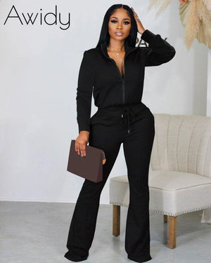 Alexis Flare 2pc Jogger Set Black