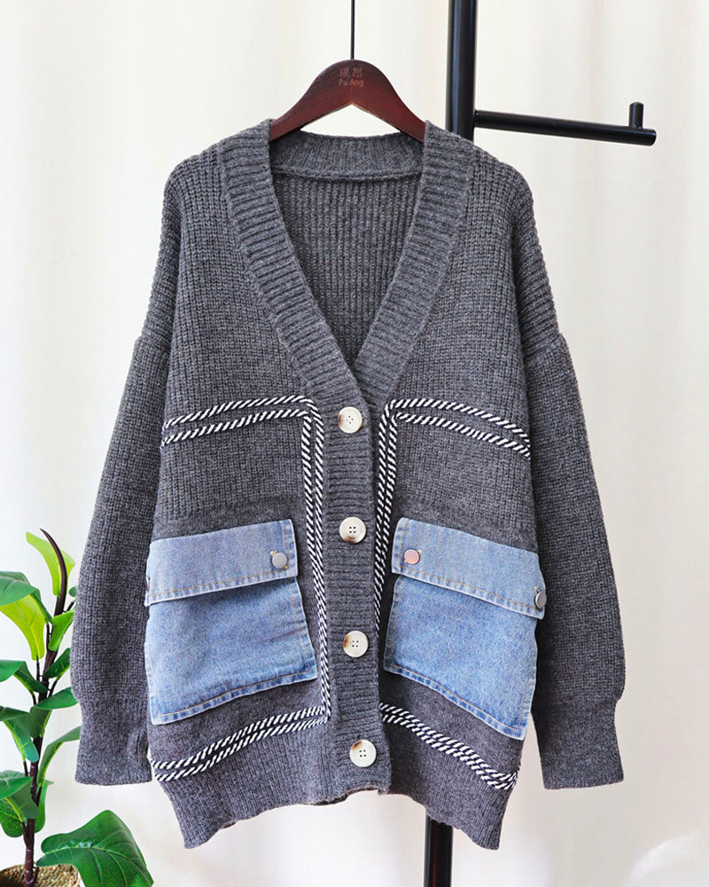 All Cozy Sweater Cardigan One Size Grey