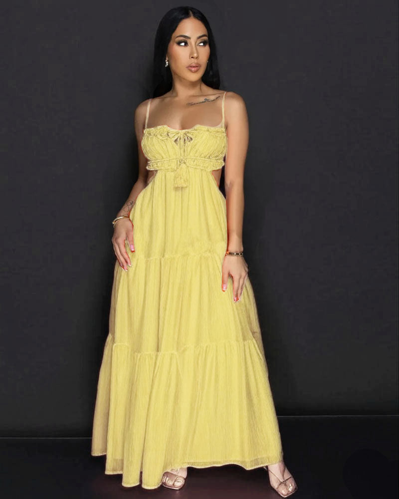 Allure Bali Resort Cutout Maxi Dress Yellow