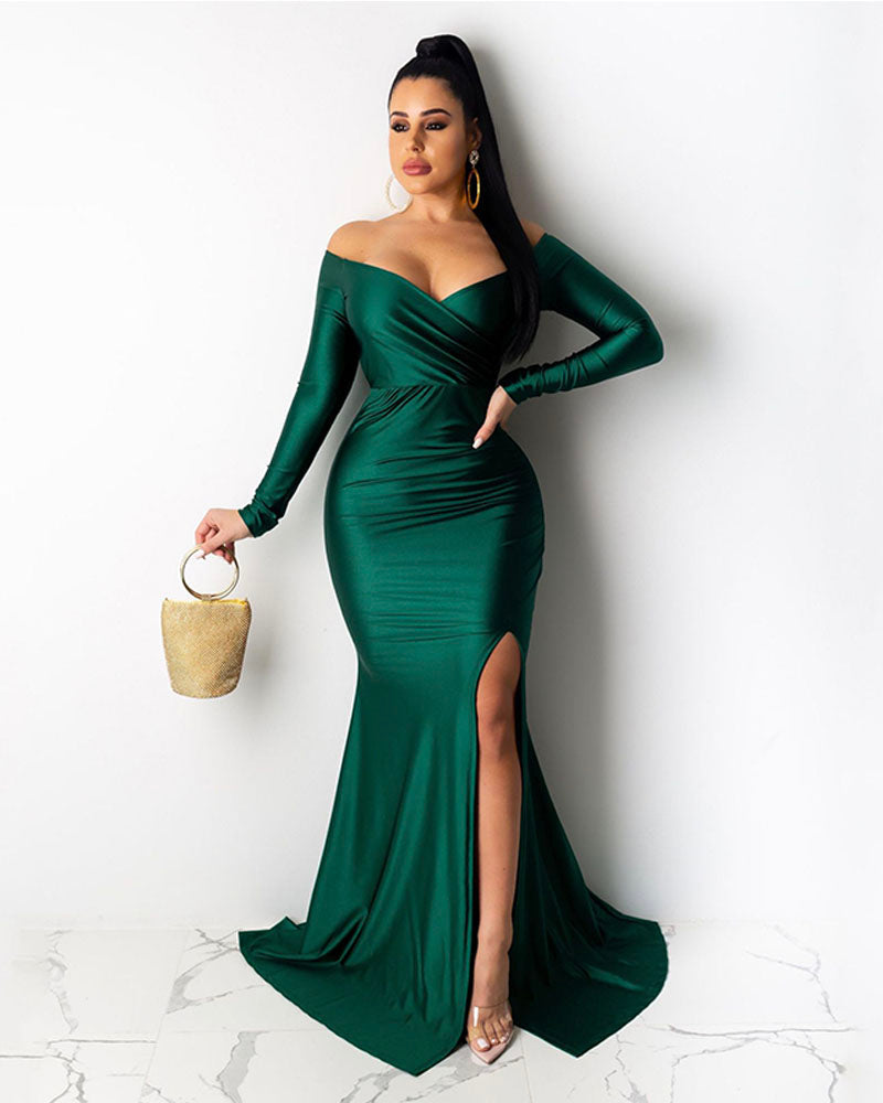 That Leg Tho Evening Dress Green