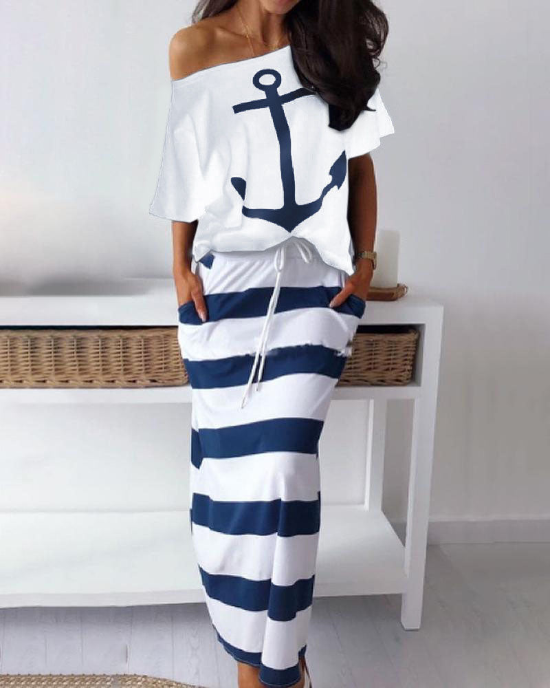Anchor of Breaking Waves Skirt Set