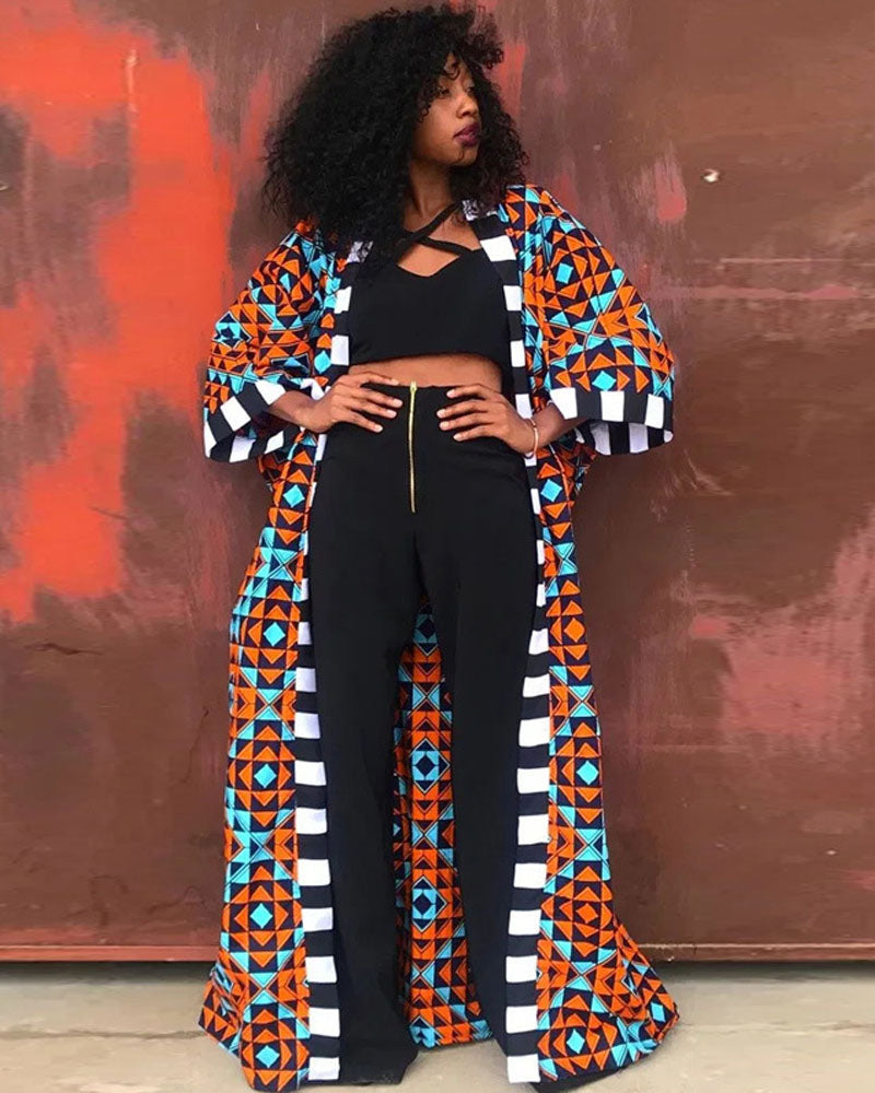 Ankara Print Kimono Tartan