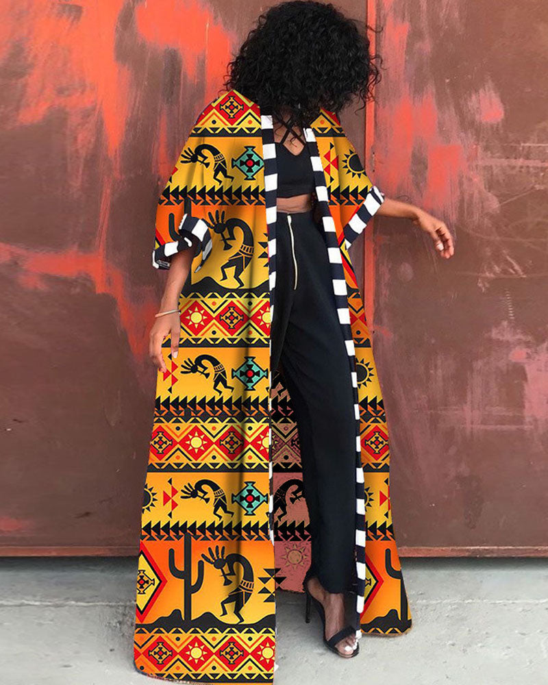 Ankara Print Kimono Yellow-B