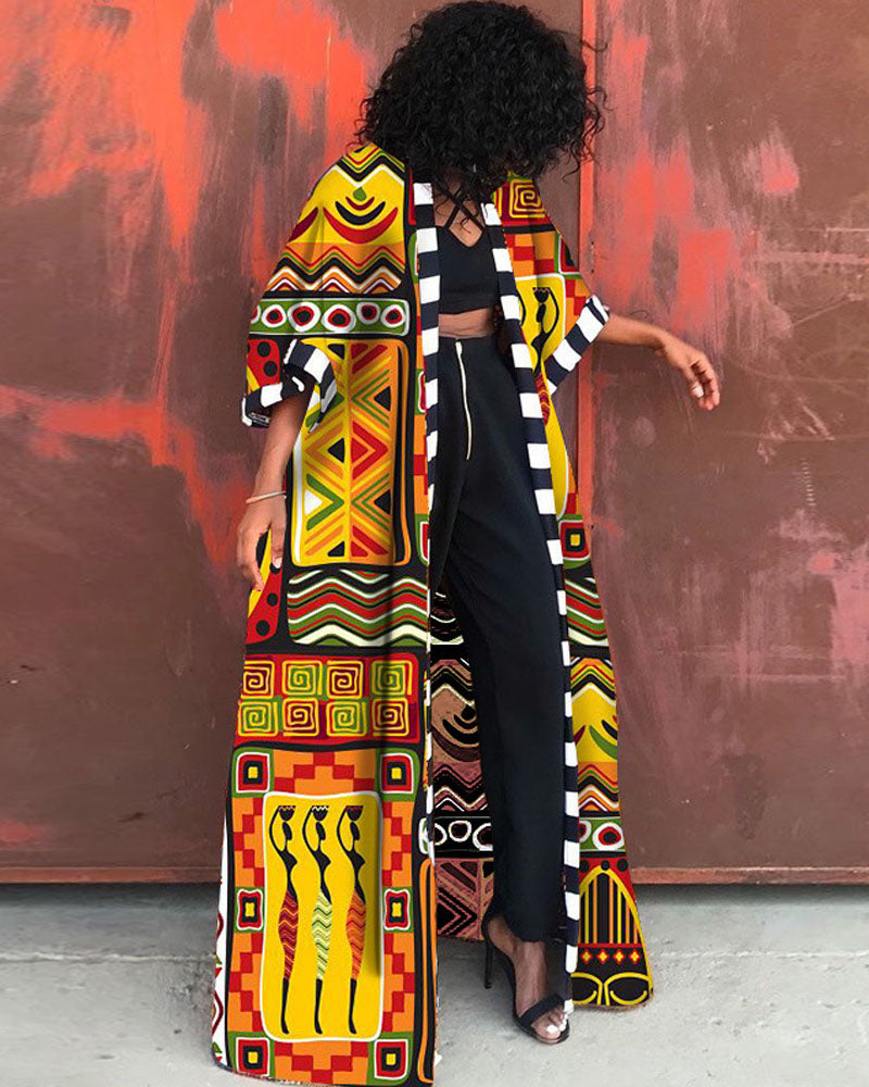 Ankara Print Kimono Yellow-A