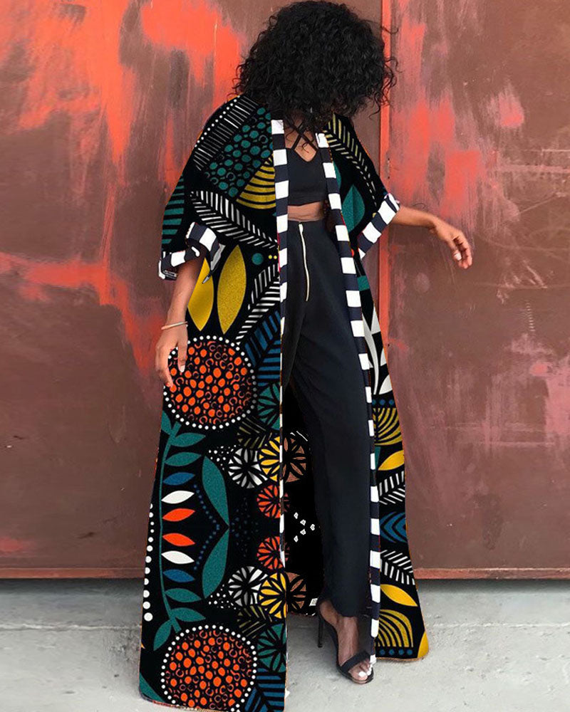 Ankara Print Kimono Green