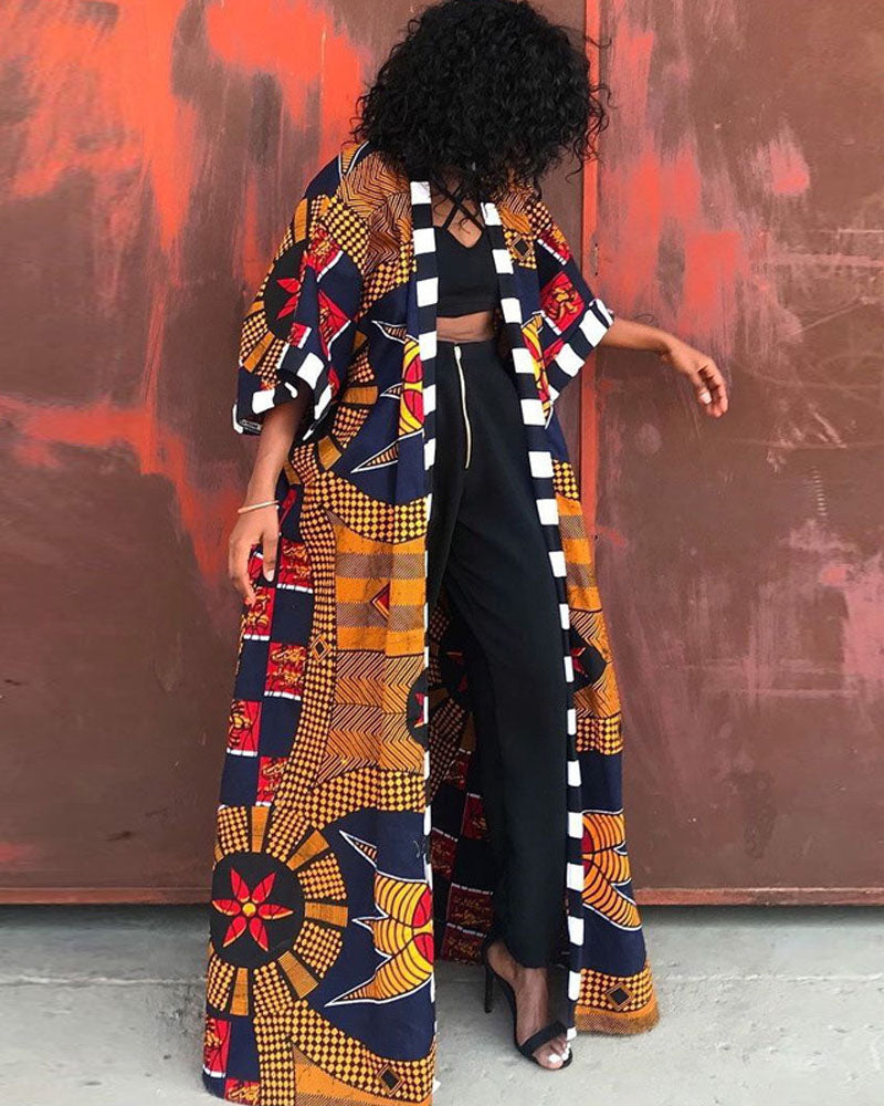 Ankara Print Kimono Orange