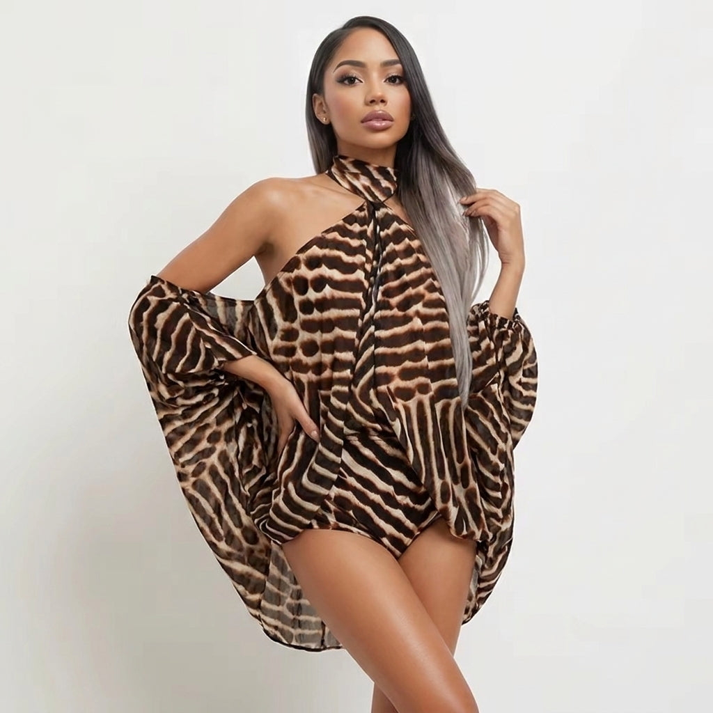 Animal Print Dress and Shorts Set