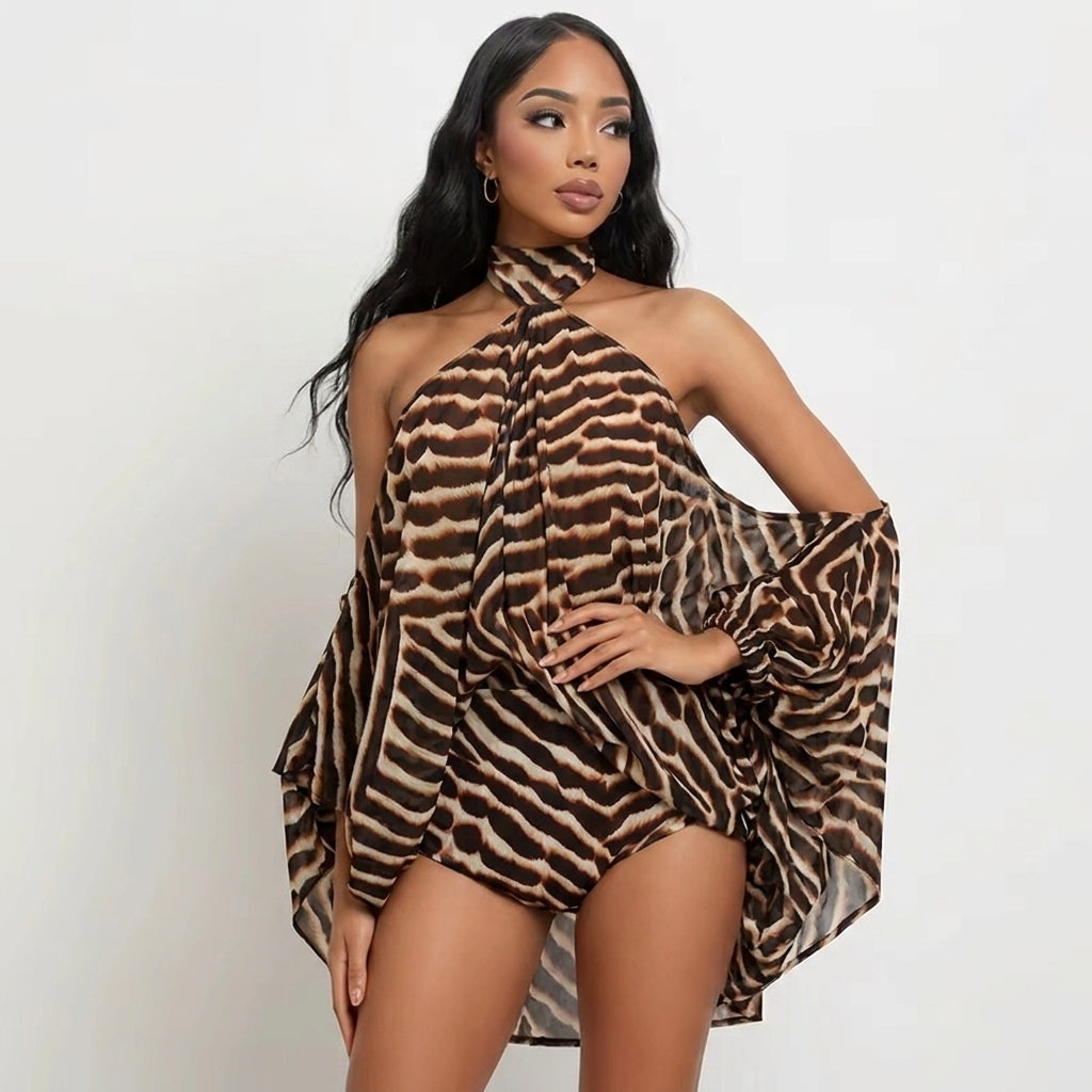 Animal Print Dress and Shorts Set