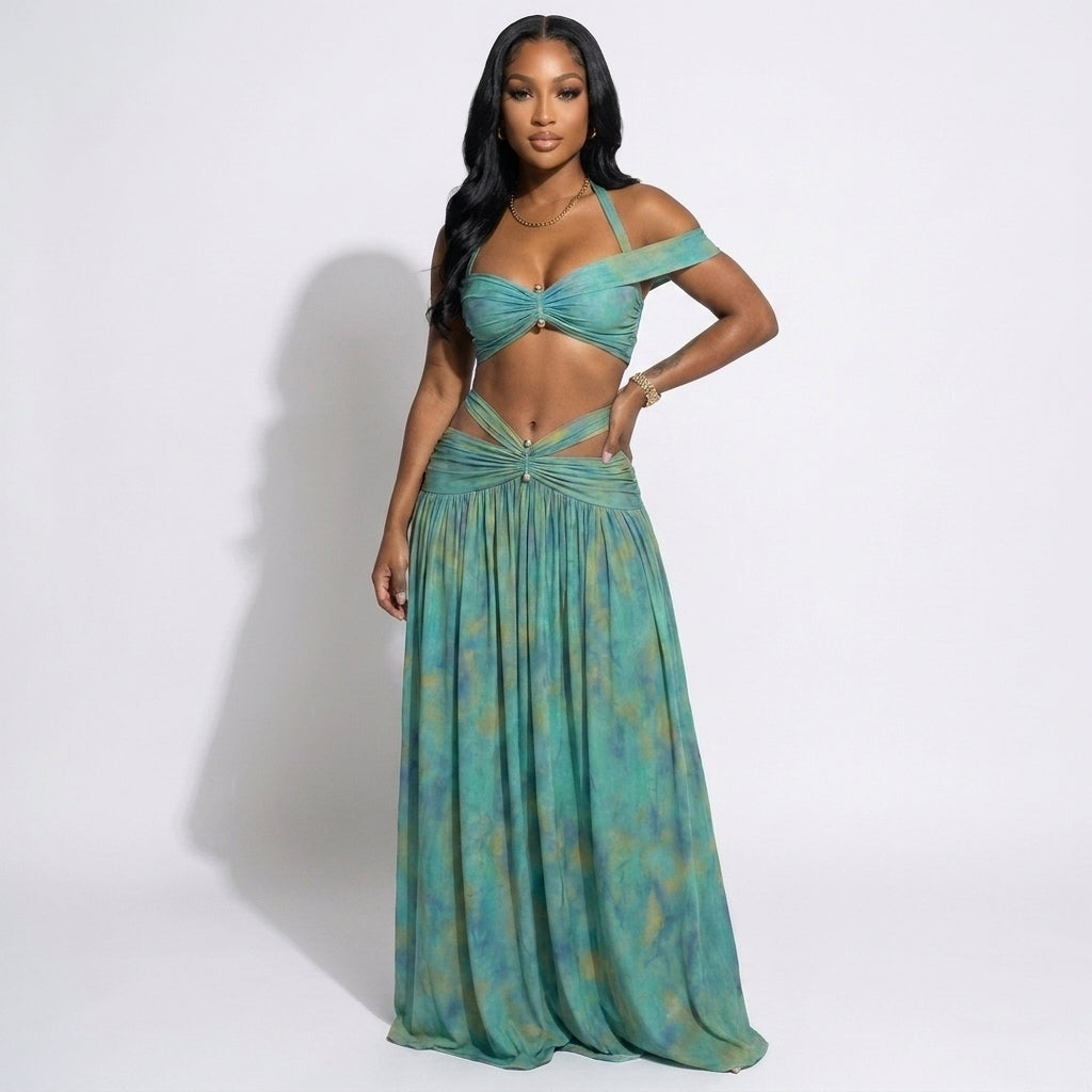 Tie Dye Cutout Maxi Set