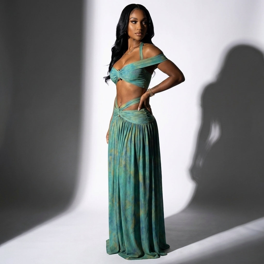 Tie Dye Cutout Maxi Set