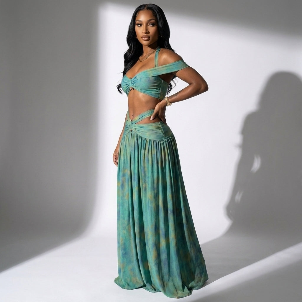 Tie Dye Cutout Maxi Set