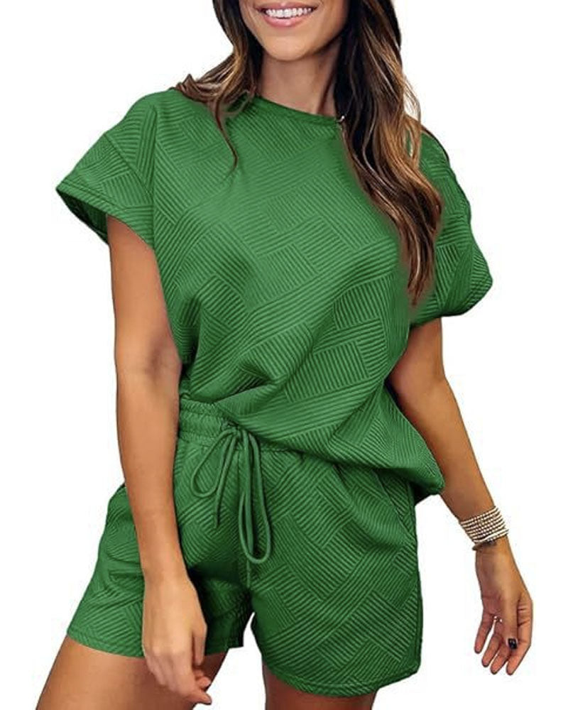At The Park Textured Short Set Green