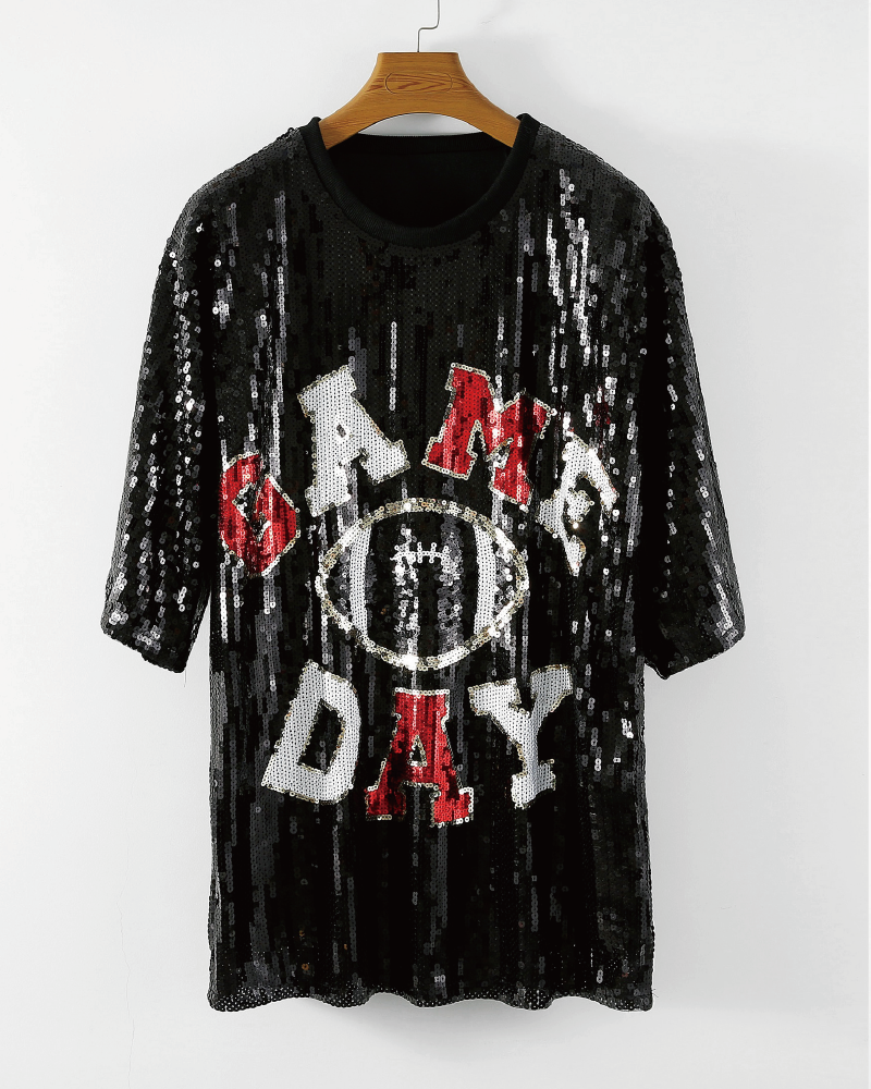 Head to Head Game Day Sequin Dress B-W