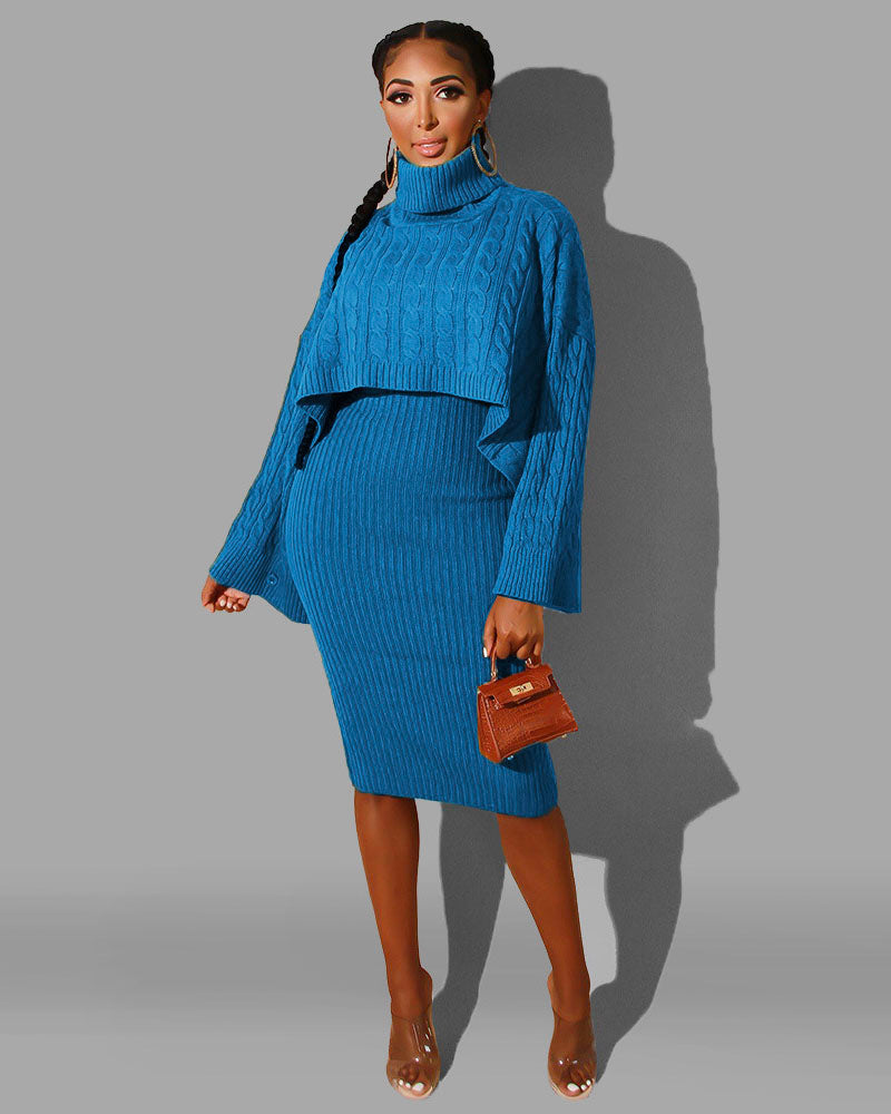 BAILEY 2PC KNIT SWEATER SET Lake Blue