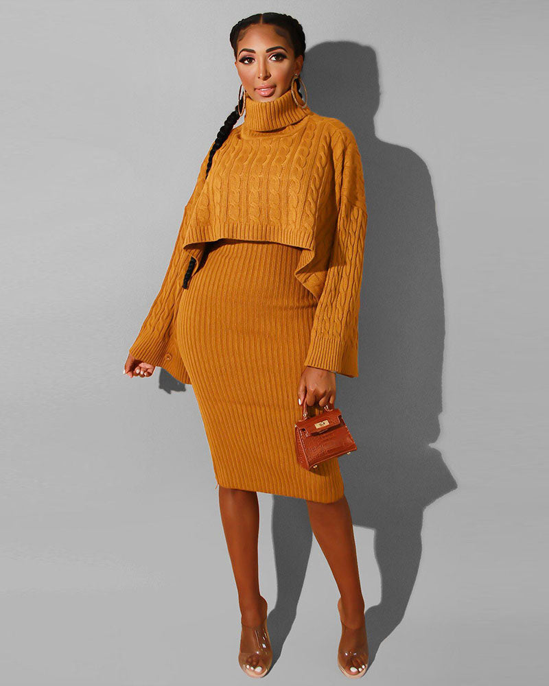BAILEY 2PC KNIT SWEATER SET Orange