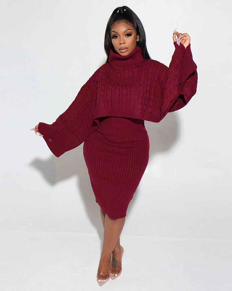 BAILEY 2PC KNIT SWEATER SET Burgundy