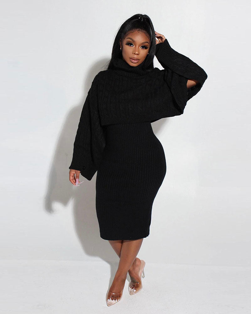 BAILEY 2PC KNIT SWEATER SET Black