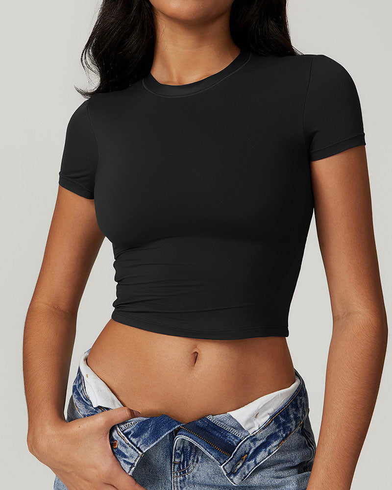 Lauren Basic Crop Top Black