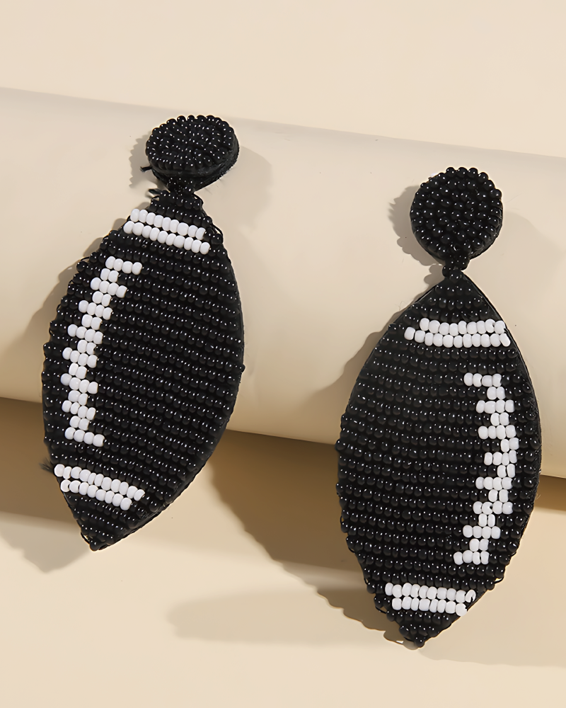 Beaded Football Earrings BK-1