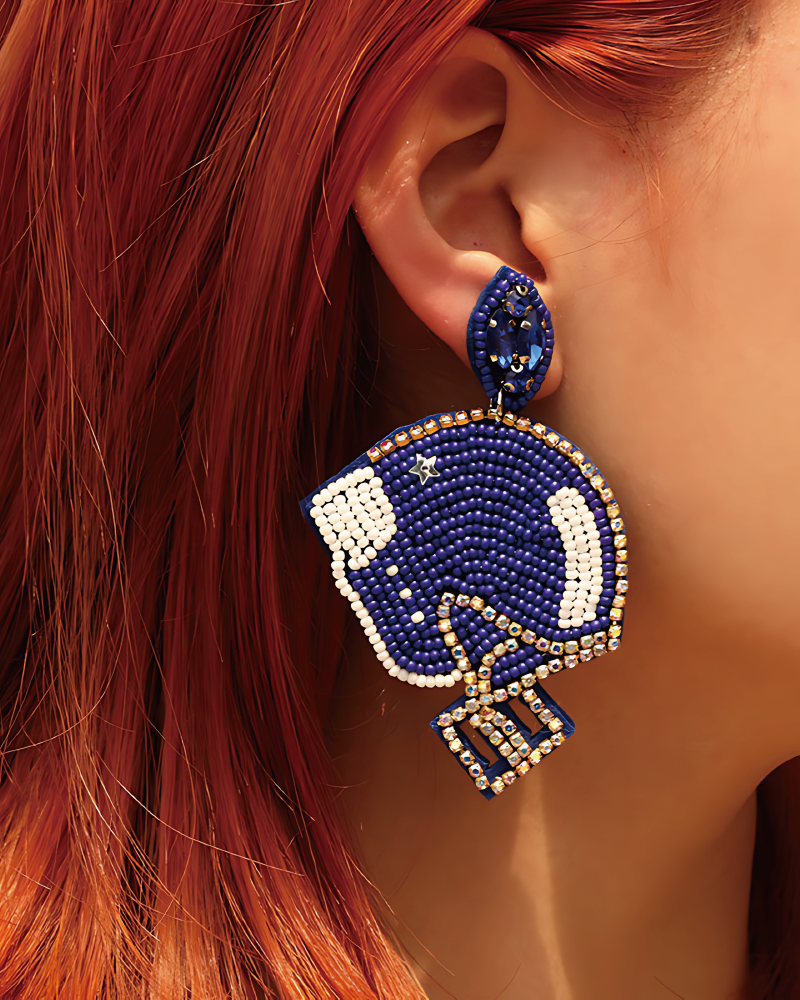 Beaded Football Earrings BU-1