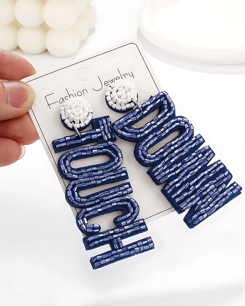 Beaded Football Earrings BU-2