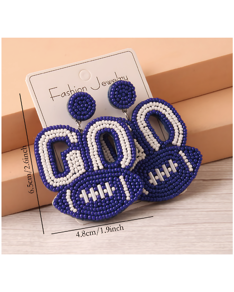 Beaded Football Earrings BU-3