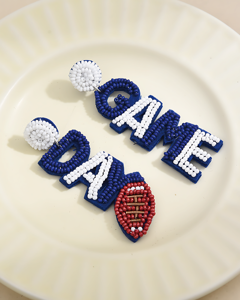 Beaded Football Earrings BU-4