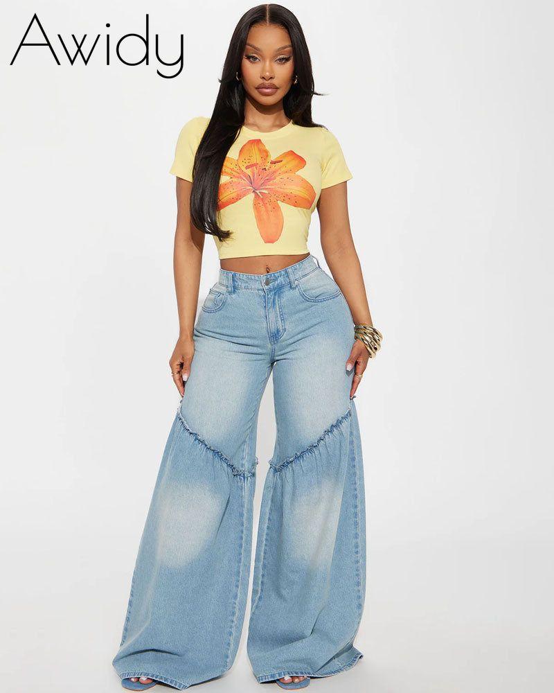 Babe Seaming Wide Leg Jeans