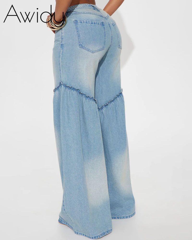 Babe Seaming Wide Leg Jeans