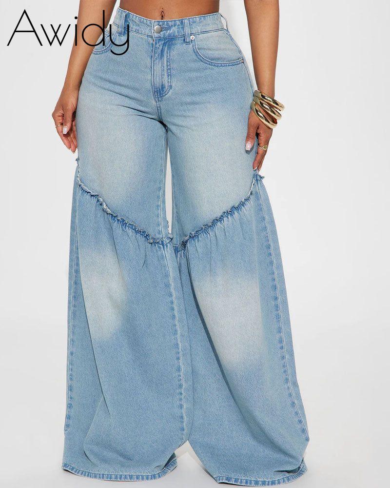 Babe Seaming Wide Leg Jeans
