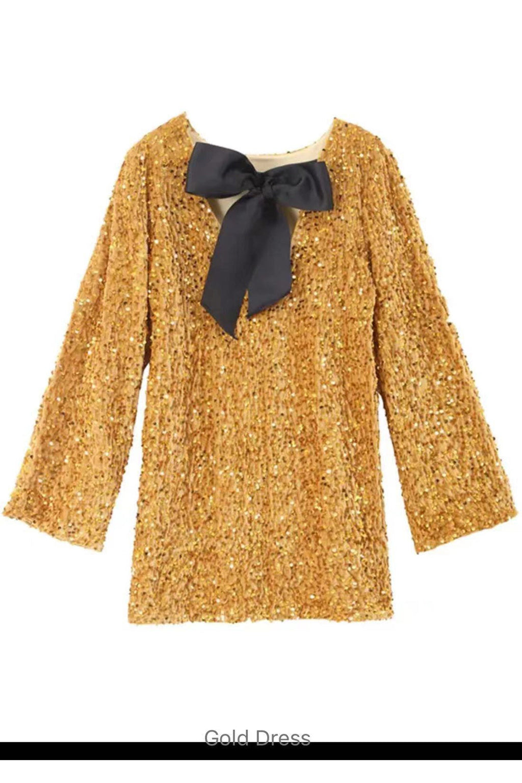Back Bow Tie Sequin Mini Dress