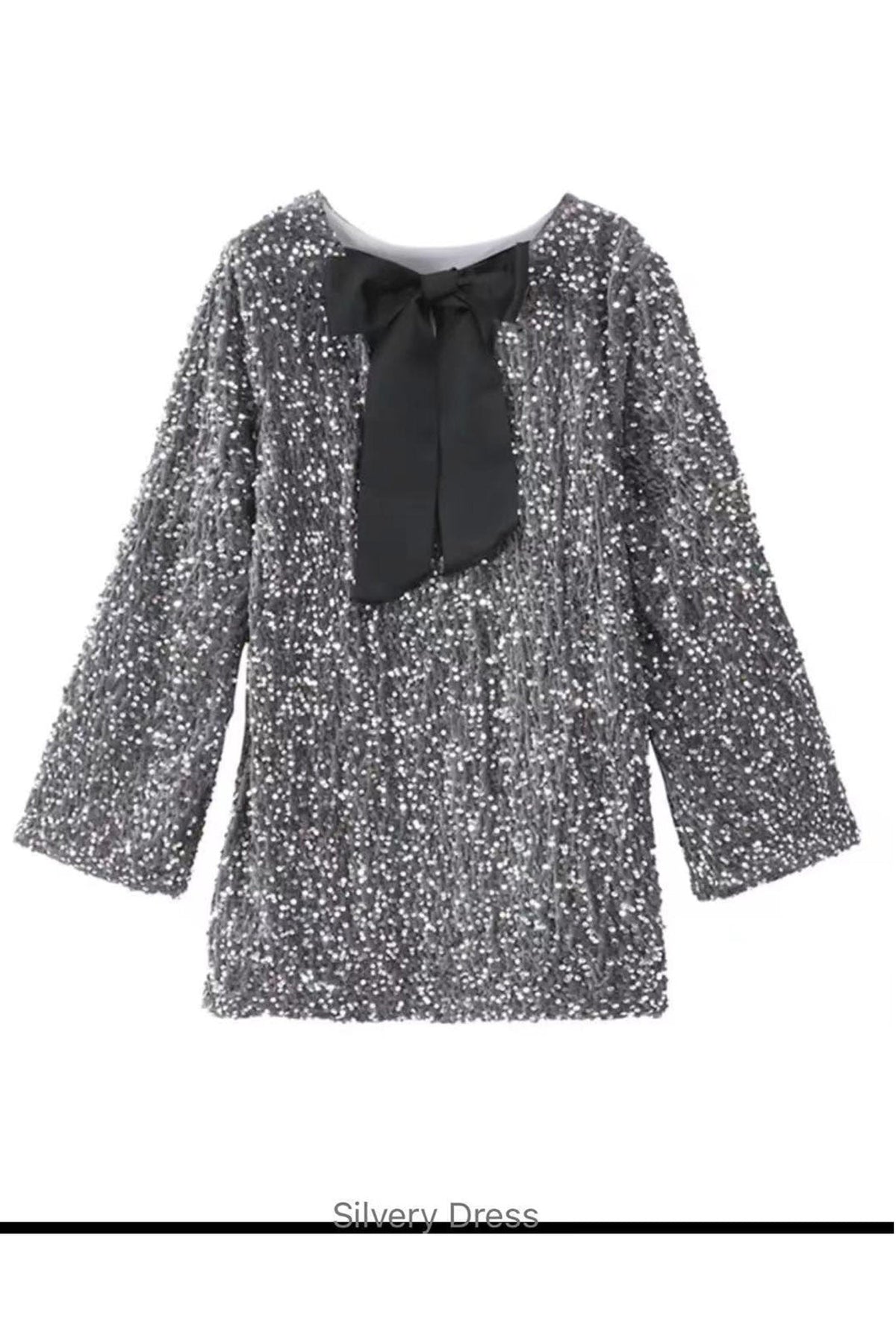 Back Bow Tie Sequin Mini Dress