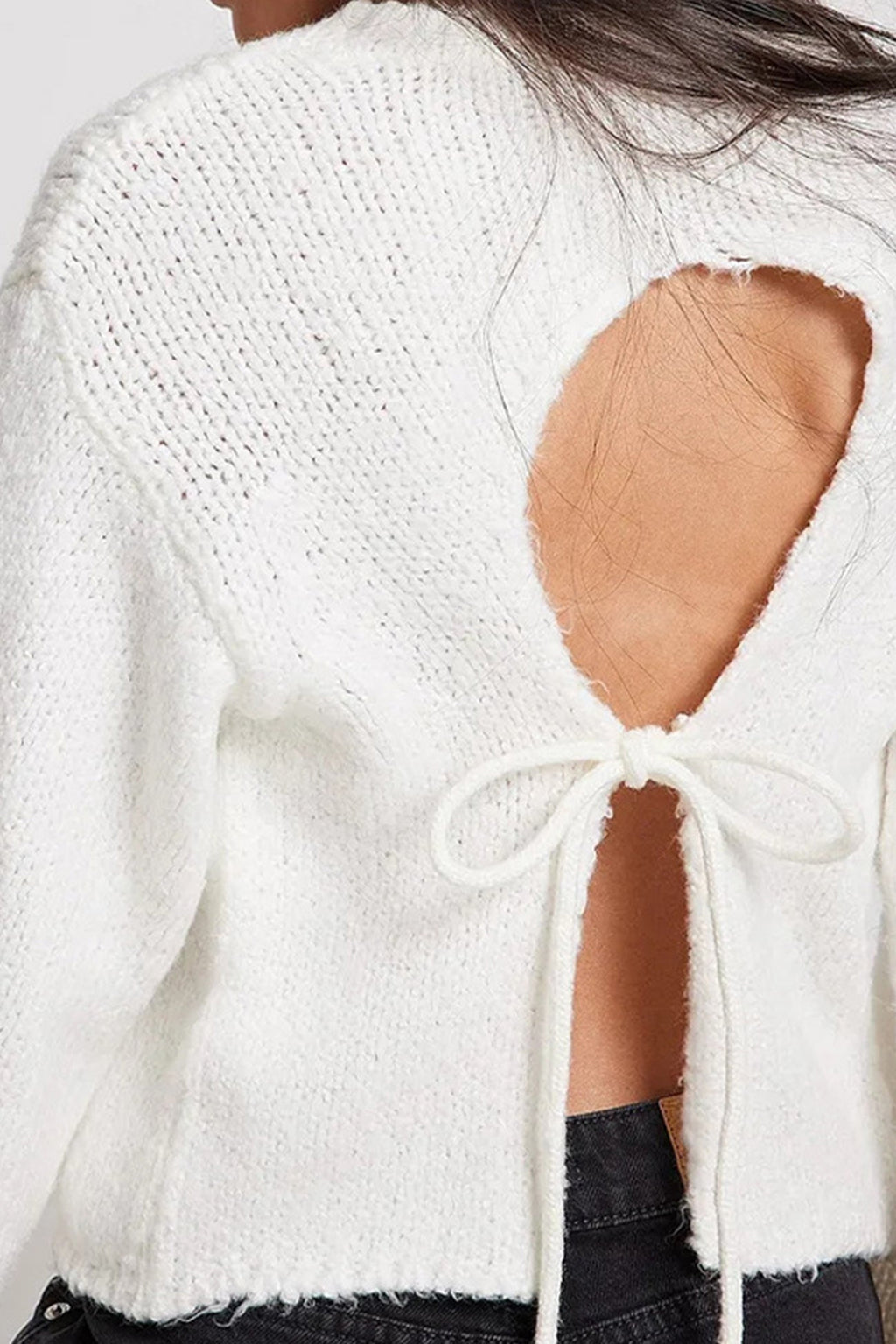 Backless Tie-up Pullover Sweater