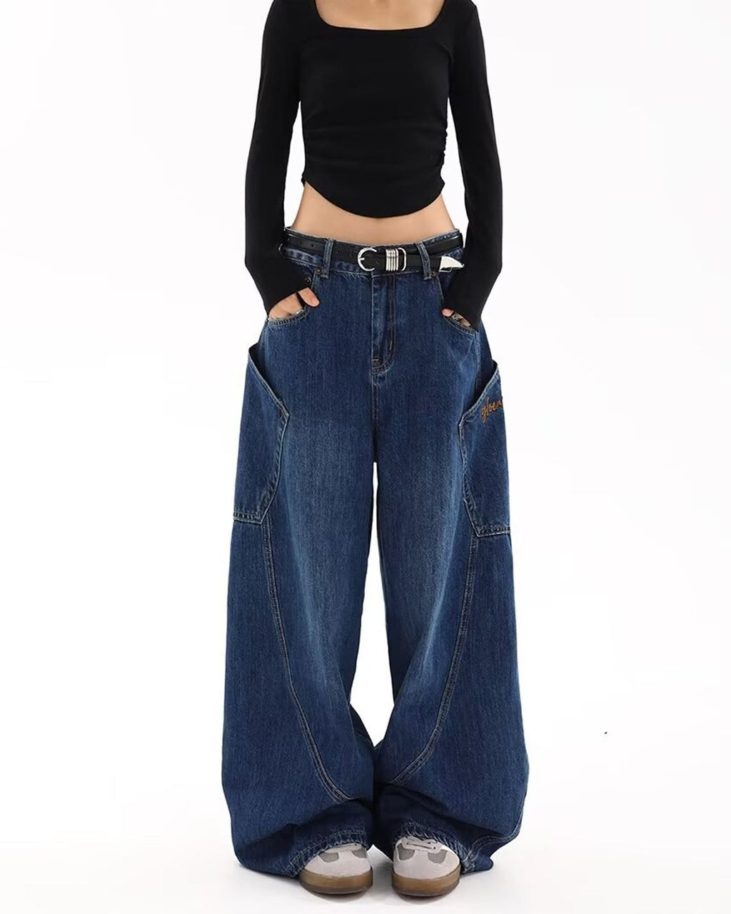 Trendy Girl Barrel Jeans Denim Blue