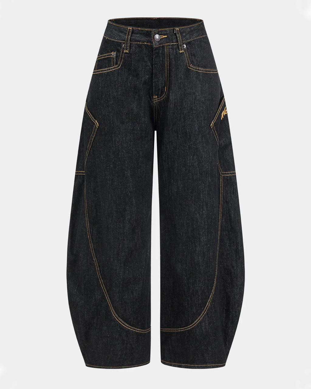Trendy Girl Barrel Jeans Black Denim