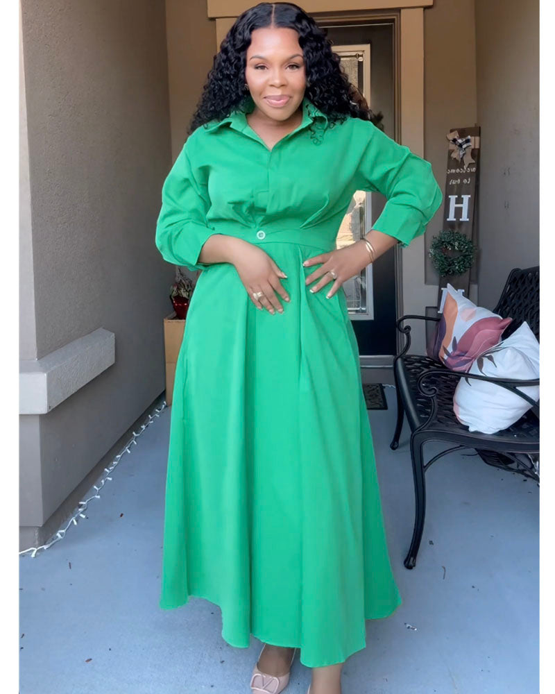 Billowy Classy Dress Green
