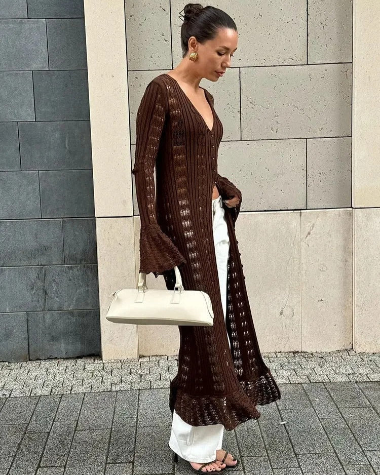 Boho Chic Long Cardigan with Buttons