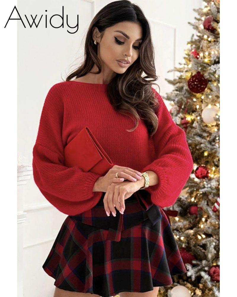 Bow Backless Bubble Sleeve Sweater